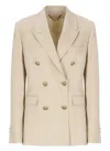 Golden Goose Beige Double-breasted Blazer With Peak Revers