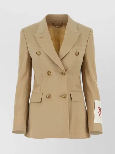 Golden Goose Virgin Wool Double-breasted Blazer In Cream