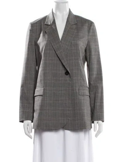 Pre-owned Golden Goose Virgin Wool Plaid Print Blazer In Gray