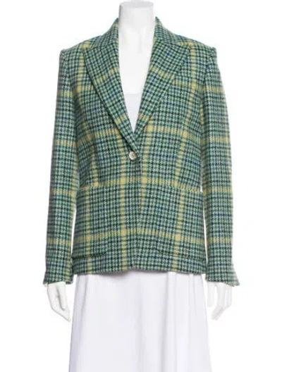 Pre-owned Golden Goose Virgin Wool Plaid Print Blazer In Green