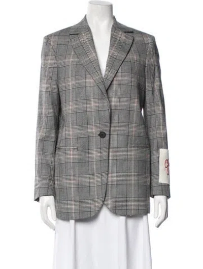 Pre-owned Golden Goose Virgin Wool Plaid Print Blazer In Grey