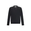 Golden Goose Wool Knit Polo Embroidered Detail In Black