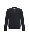 Golden Goose Wool Knit Polo Embroidered Detail In Black