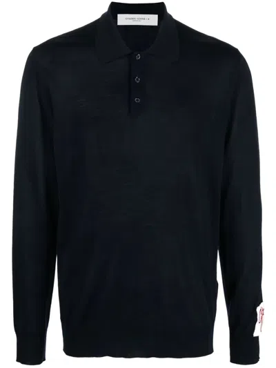 Golden Goose Virgin Wool Polo Shirt In Black