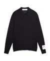 Golden Goose Wool Knit Polo Embroidered Detail In Black