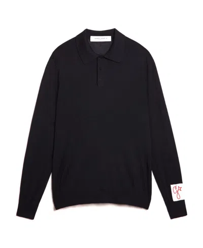 Golden Goose Virgin Wool Polo Shirt In Black