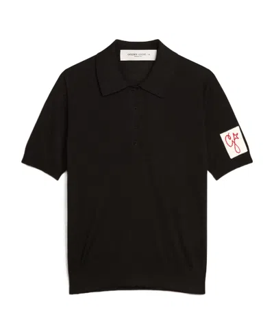 Golden Goose Virgin Wool Polo Shirt In Black