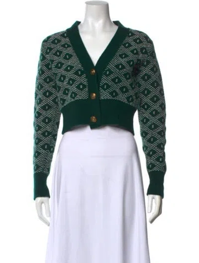 Pre-owned Golden Goose Virgin Wool Printed Sweater In Green