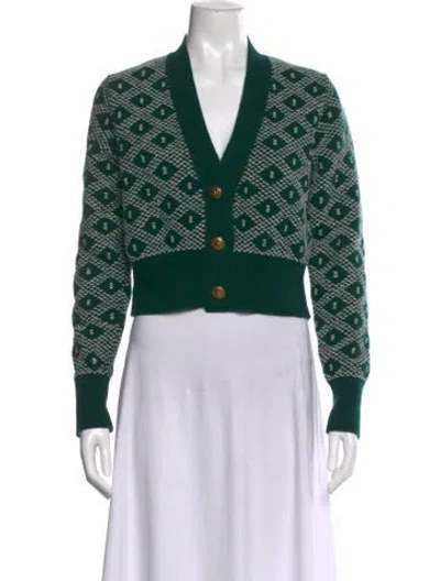 Pre-owned Golden Goose Virgin Wool Printed Sweater In Green