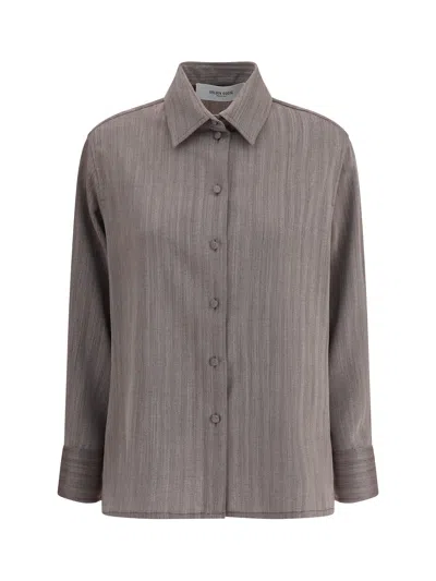 Golden Goose Virgin Wool Shirt In Brown