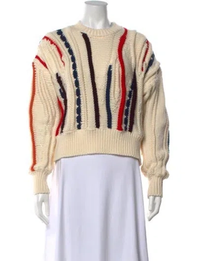 Pre-owned Golden Goose Virgin Wool Striped Sweater In Neutrals