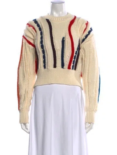 Pre-owned Golden Goose Virgin Wool Striped Sweater In Neutrals
