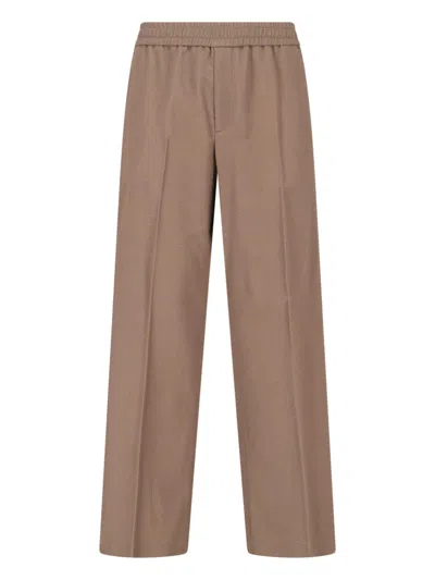 Golden Goose Taupe Wide-leg Virgin Wool Sport Trousers In Brown