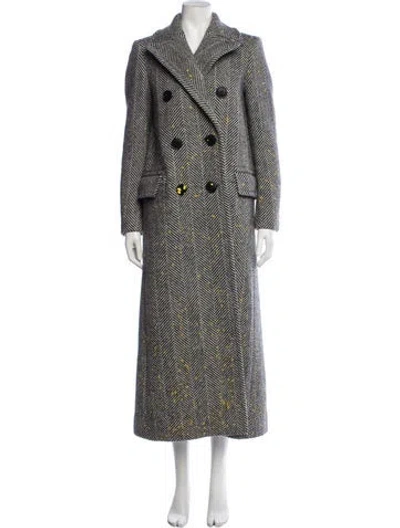 Pre-owned Golden Goose Virgin Wool Tweed Pattern Coat In Grey