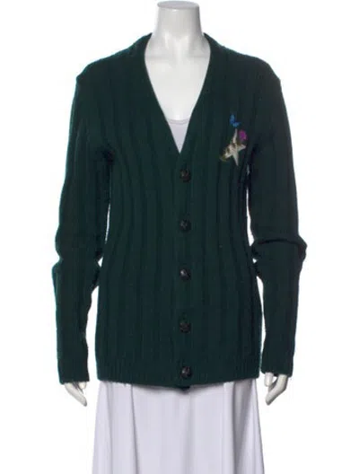 Pre-owned Golden Goose Virgin Wool V-neck Sweater In Green