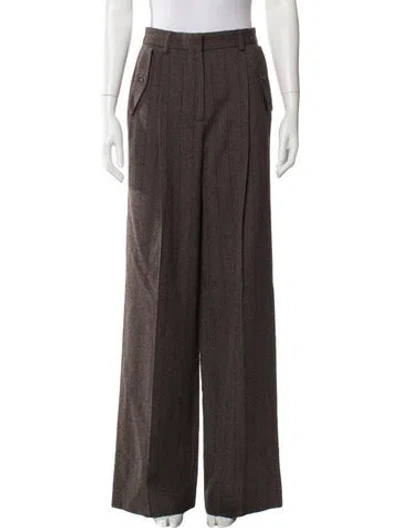 Pre-owned Golden Goose Virgin Wool Wide Leg Pants W/ Tags In Brown