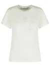 Golden Goose Viscose Blend T-shirt With Ribbed Crew Neck And Front Print In White