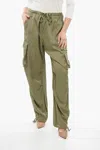 Golden Goose Military Green Viscose Cargo Trousers In Green