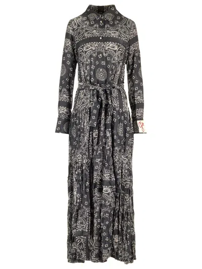 Golden Goose Anthracite-gray Shirt Dress With Paisley Print In Multi