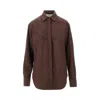 Golden Goose Viscose Shirt With Quilted Details In Brown