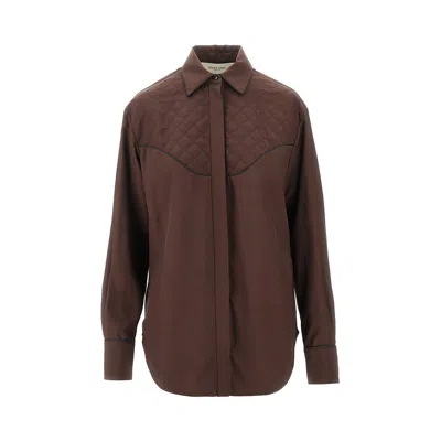 GOLDEN GOOSE VISCOSE SHIRT WITH QUILTED DETAILS