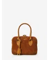 Golden Goose Women Vita Bag Furry And Leather Body Gold Metal Details In Brown