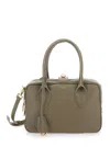 GOLDEN GOOSE VITA BEIGE HANDBAG WITH LAMINATED LOGO IN HAMMERED LEATHER WOMAN