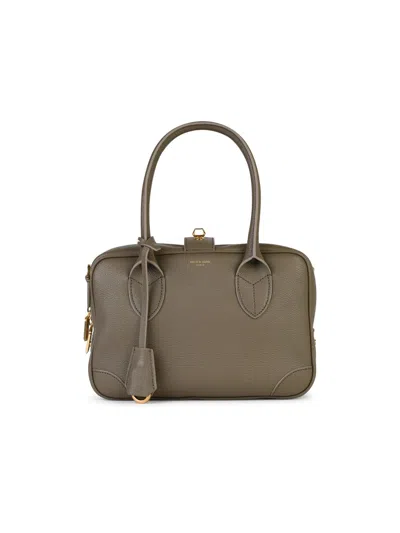 Golden Goose Vita Beige Leather Top Case In Green