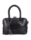 Golden Goose Life Black Sheepskin Bag And Gold Details In Black