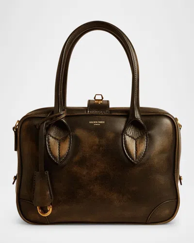 GOLDEN GOOSE VITA DISTRESSED LEATHER TOP-HANDLE BAG