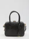 Golden Goose Life Black Sheepskin Bag And Gold Details In Black
