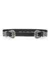 Golden Goose Black Leather Belt With Ornate Silver-tone Buckle In Black