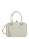 Golden Goose 'vita' White Handbag With Laminated Logo In Grained Leather Woman In White