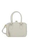 Golden Goose 'vita' White Handbag With Laminated Logo In Grained Leather Woman
