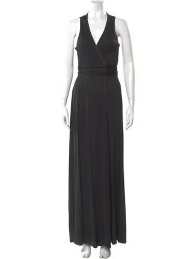 Pre-owned Golden Goose V-neck Long Dress In Gray