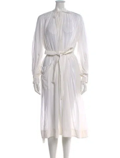 Pre-owned Golden Goose V-neck Midi Length Dress In White
