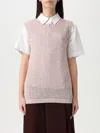 Golden Goose Mesh Knit Top With Sequins And Contrasting Details In Grey