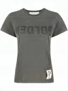 Golden Goose Distressed Charcoal Grey Short-sleeved T-shirt With Star Patch In Gray