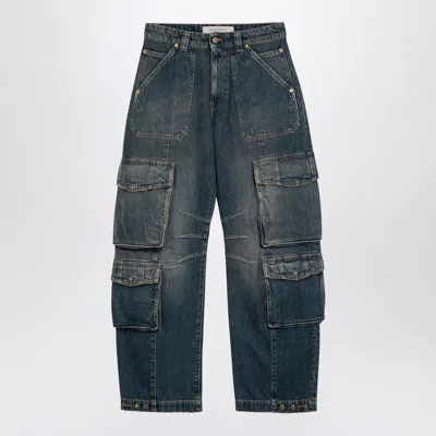 Golden Goose Washed Denim Cargo Jeans In Blue