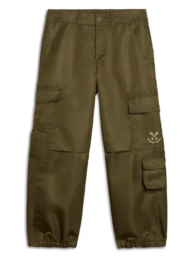 Golden Goose Kids' Water Repellent Cargo Pants In 绿色