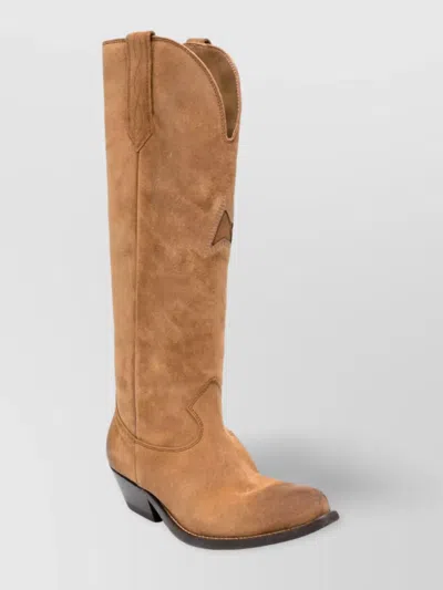 Golden Goose Western Style Suede Knee-length Boots In Brown