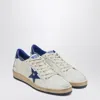 Golden Goose Ball Star Sneakers In White Nappa Leather With Light Blue Laminated Leather Star And Heel Tab In White