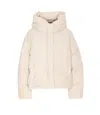 Golden Goose Hooded Quilted Down Jacket With Ribbed Texture In White