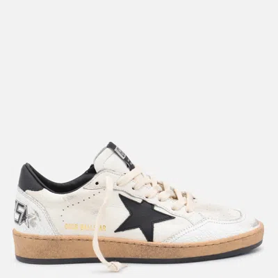 Golden Goose White And Black Leather Ball Star Low Sneakers