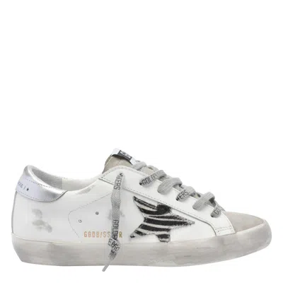 Golden Goose White And Black Leather Super Star Sneakers