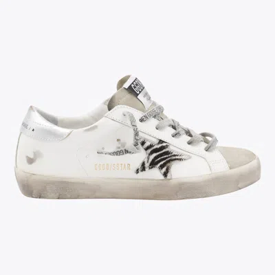 Golden Goose White And Black Leather Super Star Sneakers