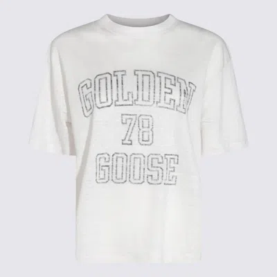 Golden Goose White And Black Linen T-shirt