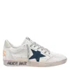Golden Goose Ball Star Sneakers In Vintage Effect Leather With Blue Leather Star Shoes In White