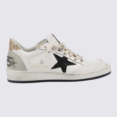 GOLDEN GOOSE GOLDEN GOOSE WHITE AND GOLD LEATHER BALL STAR LOW TOP