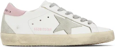 Golden Goose Super-star Leather Upper And Star Suede Toe And Spur Laminated Heel Metal Lettering In Whte